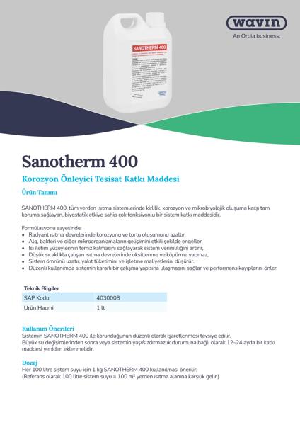 Wavin Sanotherm 400 Bilgi Föyü