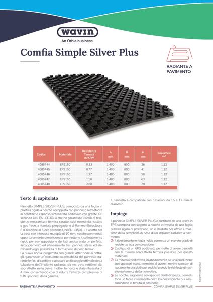 Scheda tecnica Comfia SIMPLE SILVER PLUS