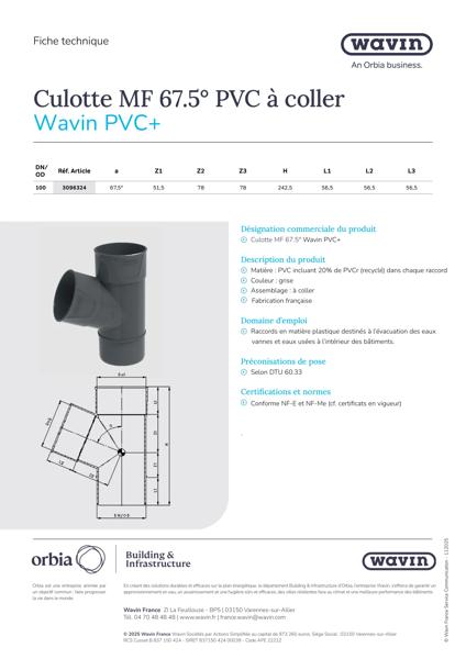 Fiche technique - Culotte MF 67.5 PVC+