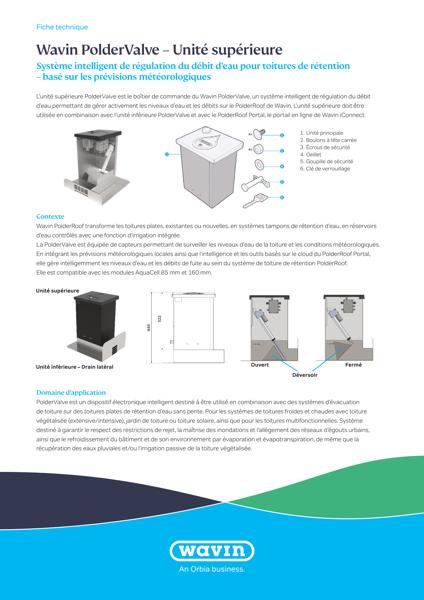Wavin PolderValve Top unit Product data sheet FR