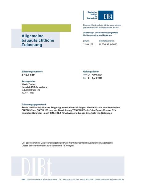 Certificato DIBT SiTech+