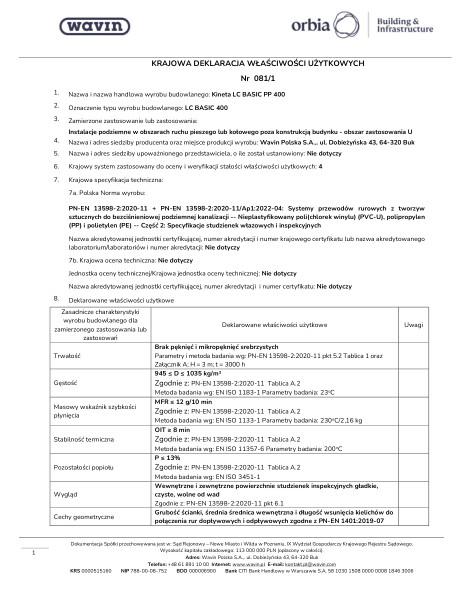 KDWU 081/1_Kinety_LC_PP_Basic_DN400