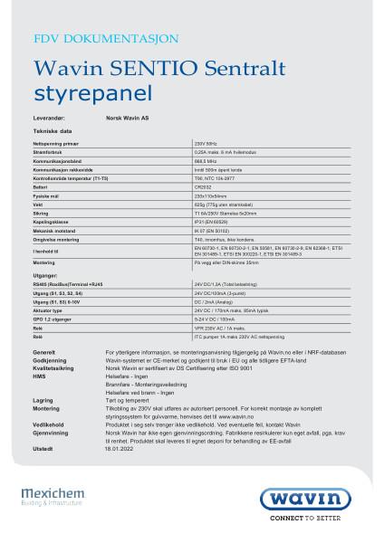 FDV SENTIO styrepanel