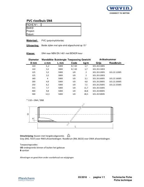 SN4 PVC buis /tuyau BENOR