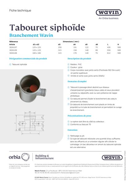 Fiche technique - Tabouret siphoïde