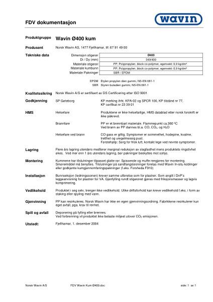 FDV Wavin 400 kummer