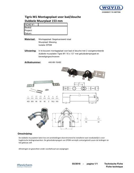 Tigris M1 montageplaat voor bad-douche - plaque de montage prémontée pour bain-douche