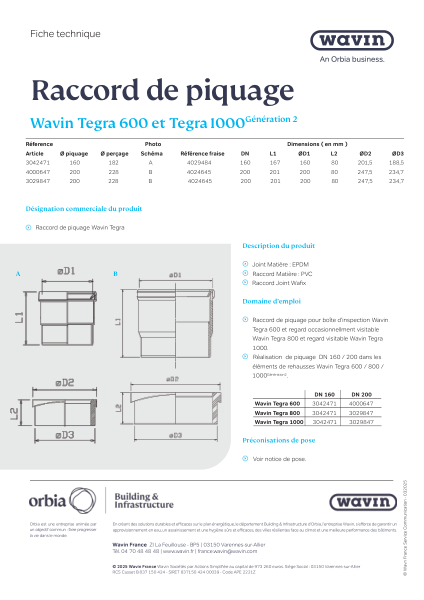 Fiche technique T600 T1000G2 -  Raccord de piquage