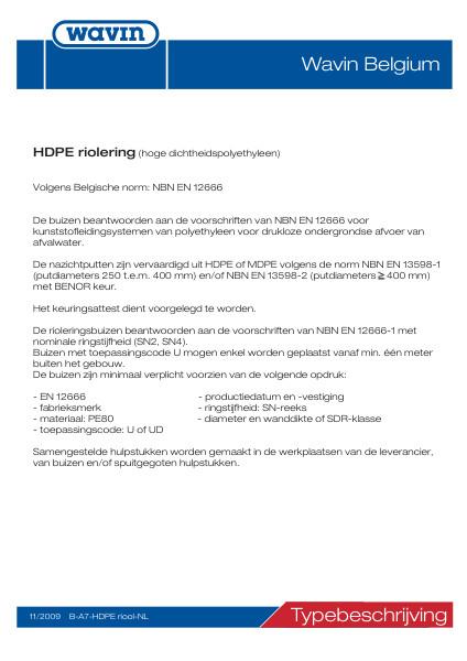 Bestektekst HDPE riool