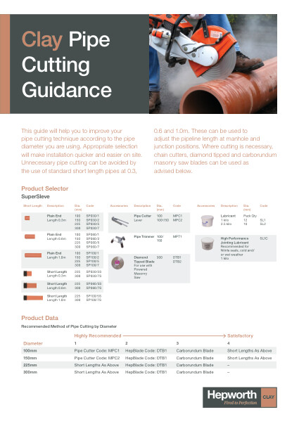 Hepworth Clay pipe cutting guidance