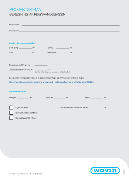 Projektskema -  Beregning af regnvandsbassin