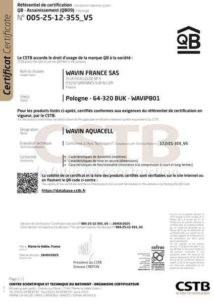 CERTIFICAT CSTB Wavin AquaCell _ Buk