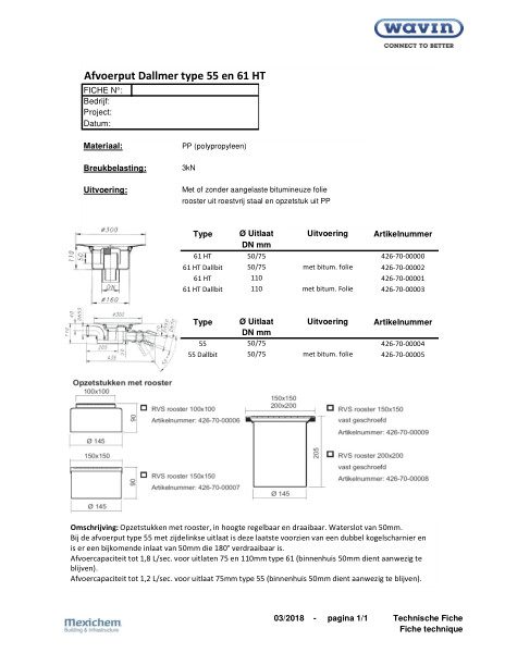 Afvoerput Dallmer 55 & 61HT