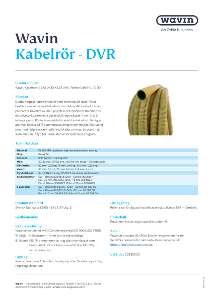 Wavin Kabelrör DVR SRN