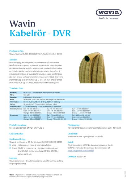 Wavin Kabelrör DVR SRN