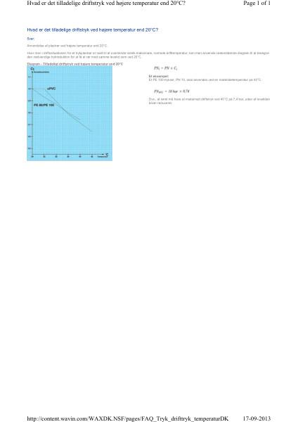 FAQ - Hvad er det tilladelige driftstryk ved højere temperatur end 20°C?
