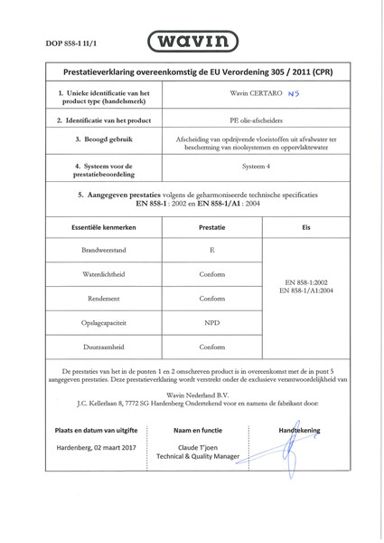 DOP 858-1 11 Wavin Certaro NS