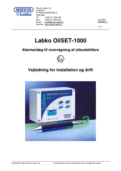 Labko OILSET-1000  - Alarmanlegg til overvåkning av oljeutskillere