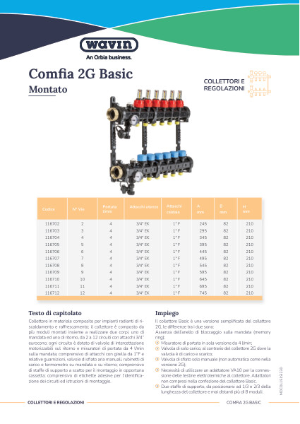 Scheda tecnica Comfia 2G Basic