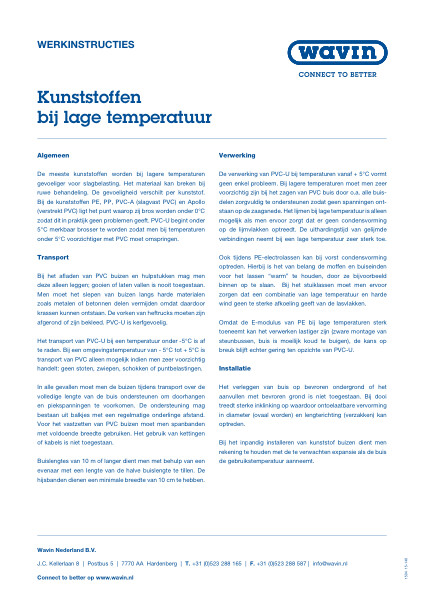 Werkinstructie kunststoffen bij lage temperatuur