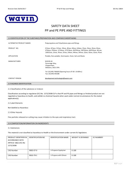 MSDS - PP & PE products