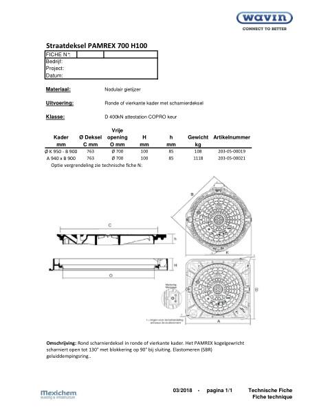 straatdeksel PAMREX 700 H100 D=400kN
