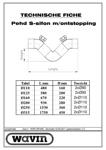 Technische fiche HDPE sifons met ontstopping