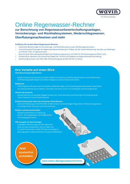 Online Regenwasser Rechner Schnellanleitung
