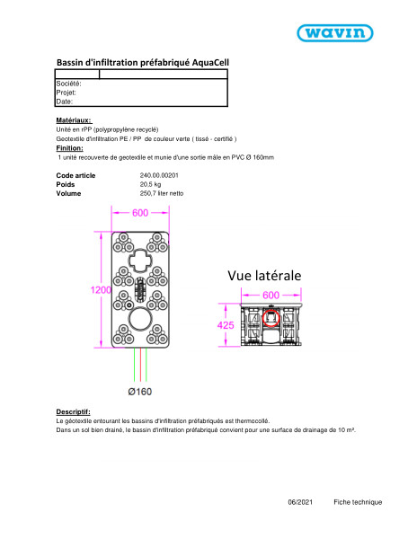 Fiche technique Bassin d’infiltration préfabriqué AquaCell