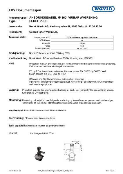 FDV Wavin Anboringssadel vribar 360 gr