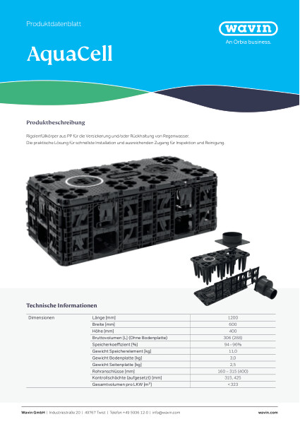 Produktdatenblatt Wavin AquaCell