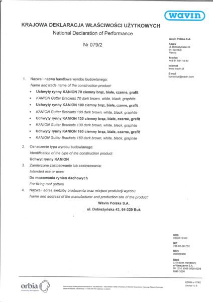 KDWU 079/2 Uchwyty PVC-U do rynny Kanion