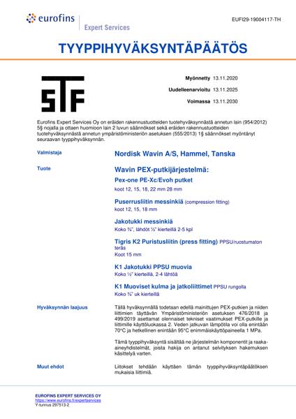 EUFI29-19004117-TH Wavin PEX-putkijärjestelmä