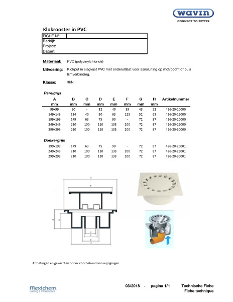 Klokrooster PVC / Siphon de cour en PVC