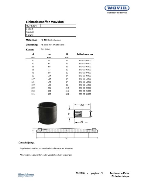 Elektrolasmof Waviduo - Manchon de soudre électrique