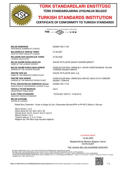 PPR PPRCT Boru TS EN ISO 15874-2