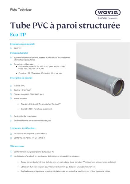 Fiche technique - Tube PVC à paroi structurée Eco-TP