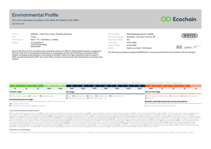 Environmental Profile - Q-Bic Plus LC infiltratie systeem