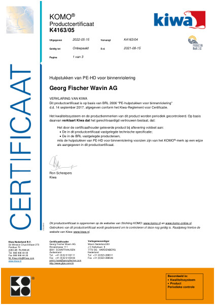 K4163/05 Hulpstukken van PE-HD voor binnenriolering