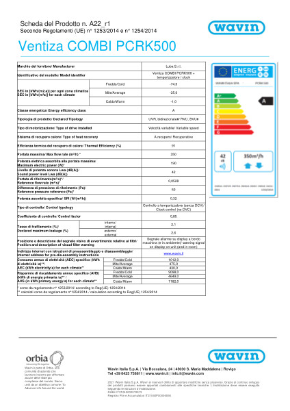 132432 Scheda prodotto PCRK500 A22