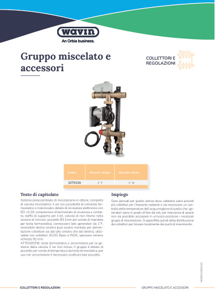 Scheda tecnica gruppo miscelato e accessori