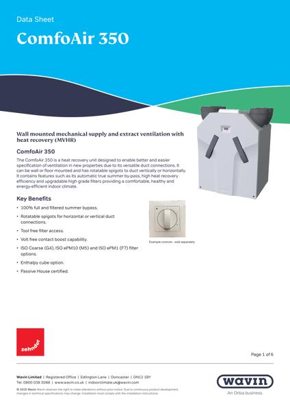 Zehnder ComfoAir 350 - ICS Datasheet