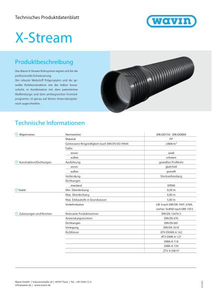 Technisches Produktdatenblatt Wavin X-Stream