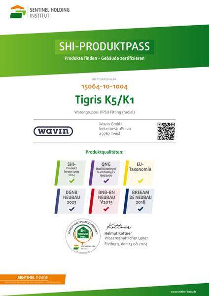 SHI-Produktpass Wavin Tigris K5 / K1