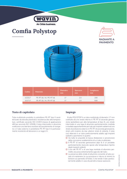 Scheda tecnica Comfia Polystop