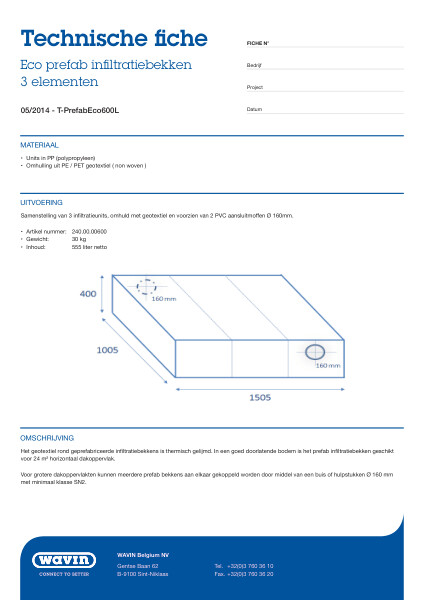 Technische fiche principeschema's infiltratiepakketten hemelwater