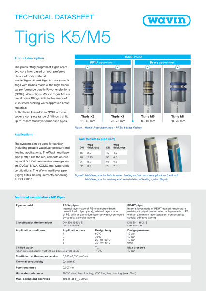 (AP) Wavin Tigris K5/M5 Datasheet