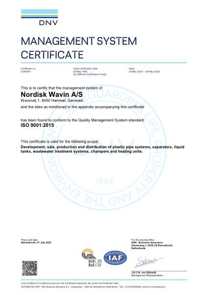 Systemcertifikat ISO 9001 - Quality Management