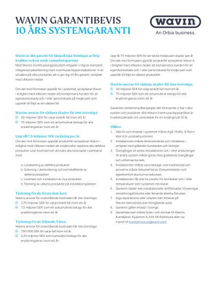 Garantibevis Wafix SiTech+ AS+