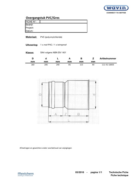 PVC overgangstuk PVC Gietijzer - Raccord PVC Fonte